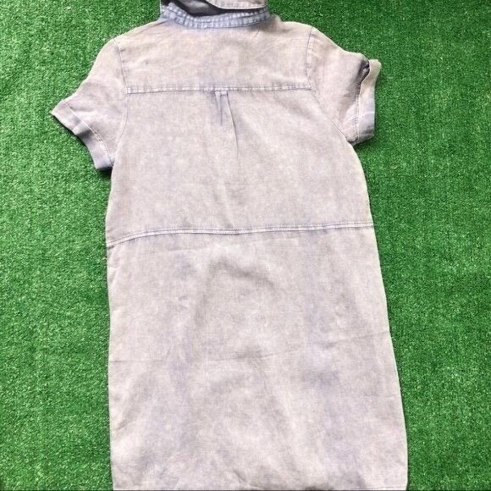 Mono B Blue Vintage Inspired Short Sleeve Dress Shirt Dress Size M, L - Picture 8 of 9